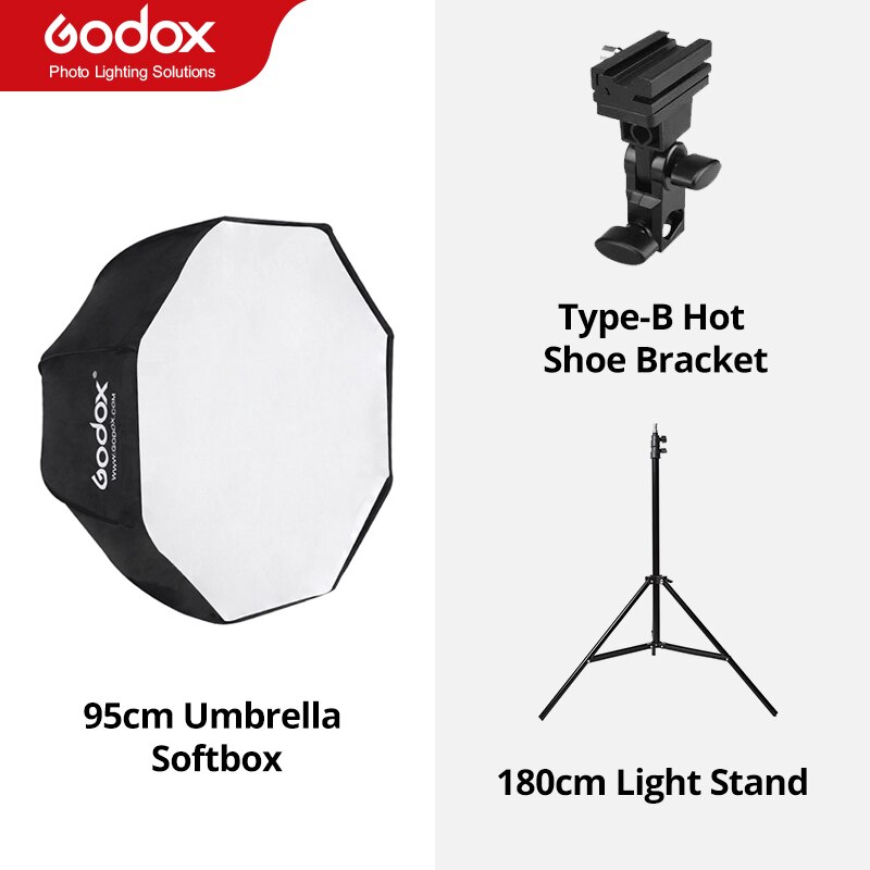 Godox softbox guarda-chuva portátil de 95cm, 37.5 polegadas com grade de favo de mel, suporte de luz, suporte de sapato para flash speedlight, imperdível: Kit 3