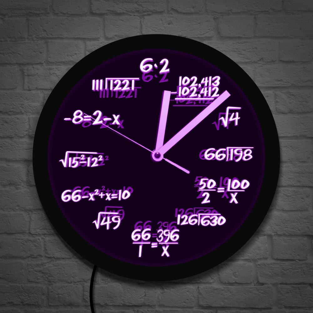 Math Wall Clock with LED illumination Math Formula Pop Equation Luminous Wall Clock Watch Scicence Educational For Kids