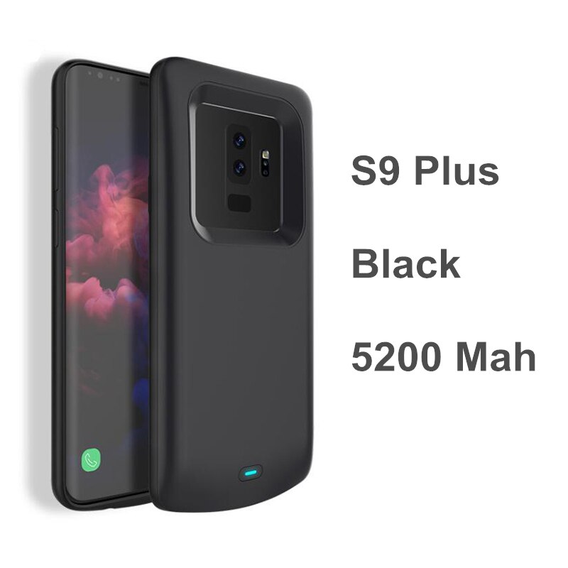Para samsung galaxy note 9 caso de bateria carga rápida carregador externo capa power bank para samsung galaxy s9 caso de bateria s9 mais: S9 Plus Black