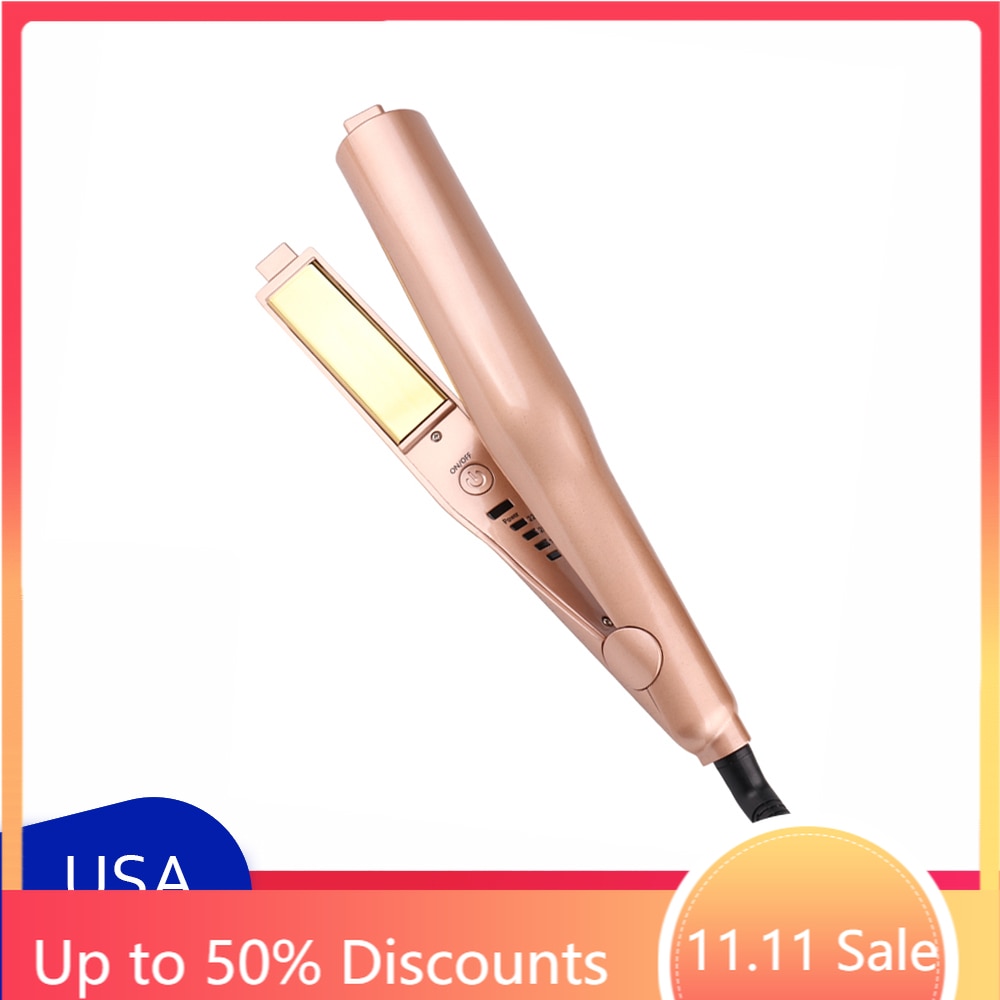 2 in 1 Gold Twist Hair Curling & Straightening Electric Hair Straighteners Iron Curling Irons Ceramic Hair Curler