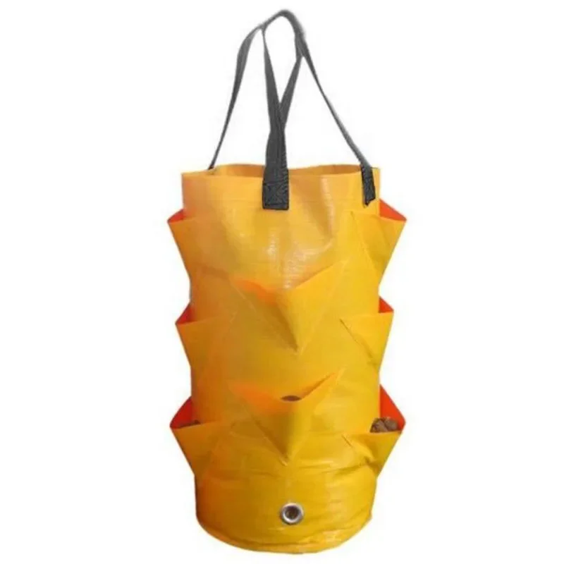 3 Gallon Vertical Garden PE Fabric Strawberry Planter Grow Bag Vegetable Planting Tools Pots Gardening Wall Hanging Flower: Yellow