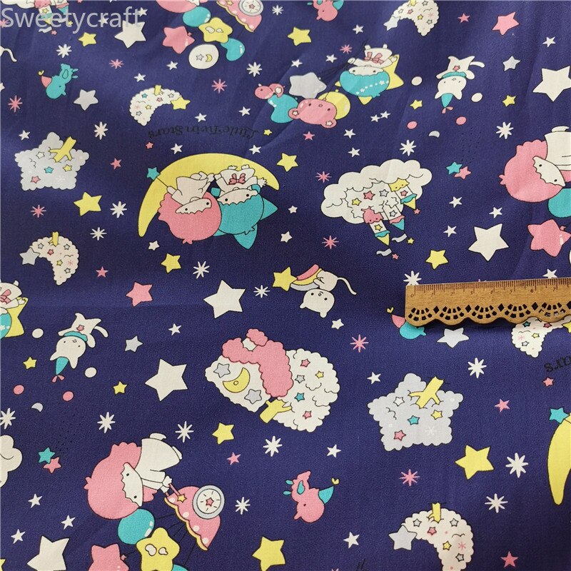 160X50Cm Moon Star Gedrukt Katoen Stof Door Halve Meter Diy Naaien Baby Beddengoed Patchwork Quilt Pop jurk Handgemaakte Craft