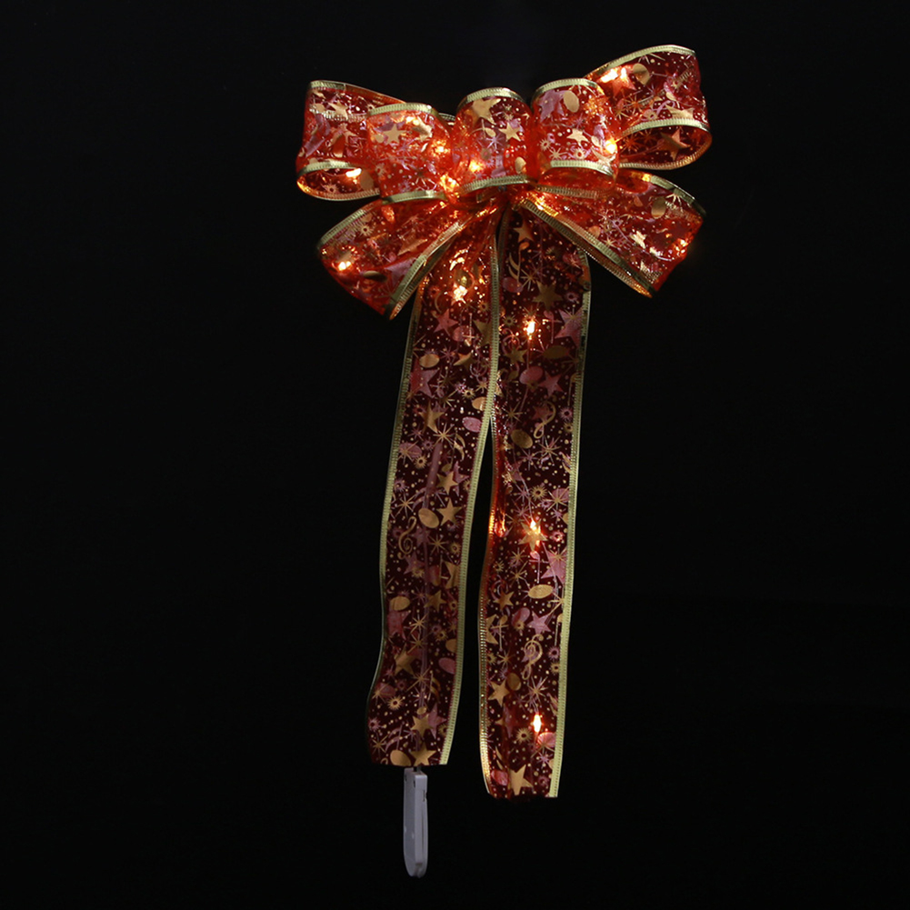 Nœud papillon de noël imprimé brillant avec lumières LED, ornements d&#39;arbre de noël, nœuds de ruban, de noël, décoration nouvel an: 5