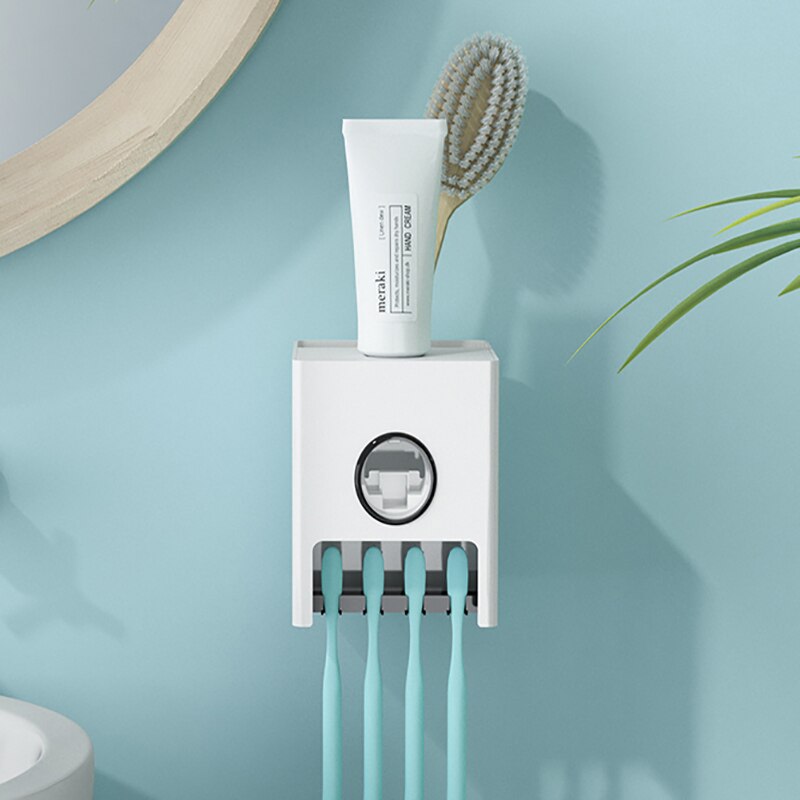 1Pc Automatic Toothpaste Dispenser Household Toothbrush Holder Toothpaste Squeezer Wall Mount Stand Rack Bathroom Accessories