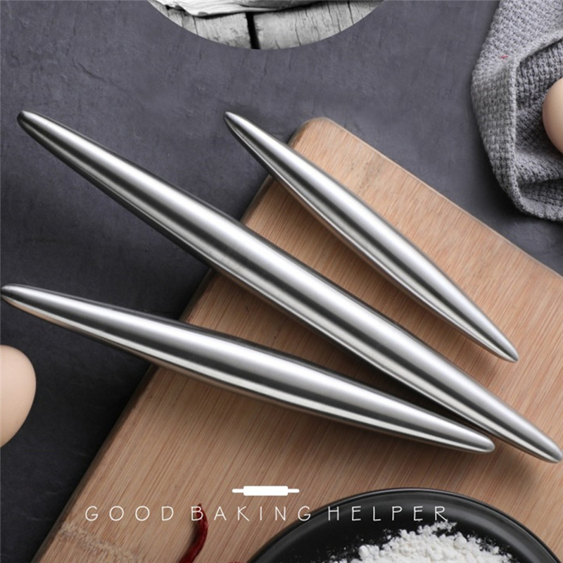 Rodillo de acero inoxidable, utensilios de cocina, rodillo de masa para hornear Pizza, fideos, galletas, albóndigas, herramienta antiadherente para hornear, 1 ud.