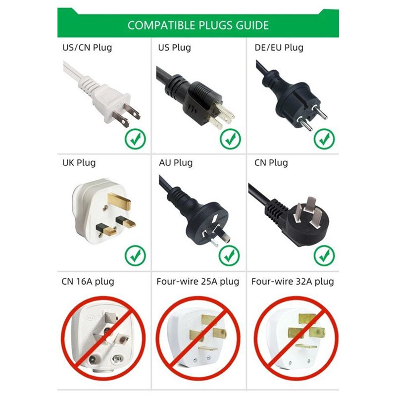 EU Adapter Universal EU Converter 2 Round Pin Socket AU US UK CN To EU Wall Socket AC 16A 250V Travel Adapter