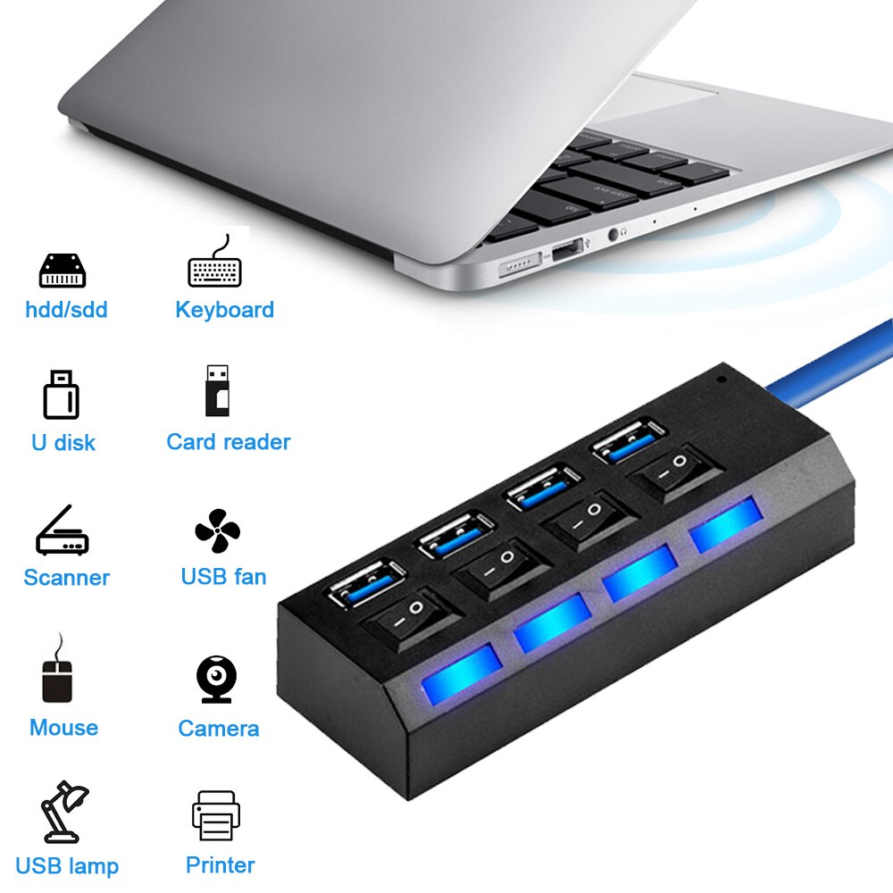 USB Hub Adapter 3.0 Multi USB Port 3/4 Ports Hub USB Extender Hab USB Splitter For PC Computer