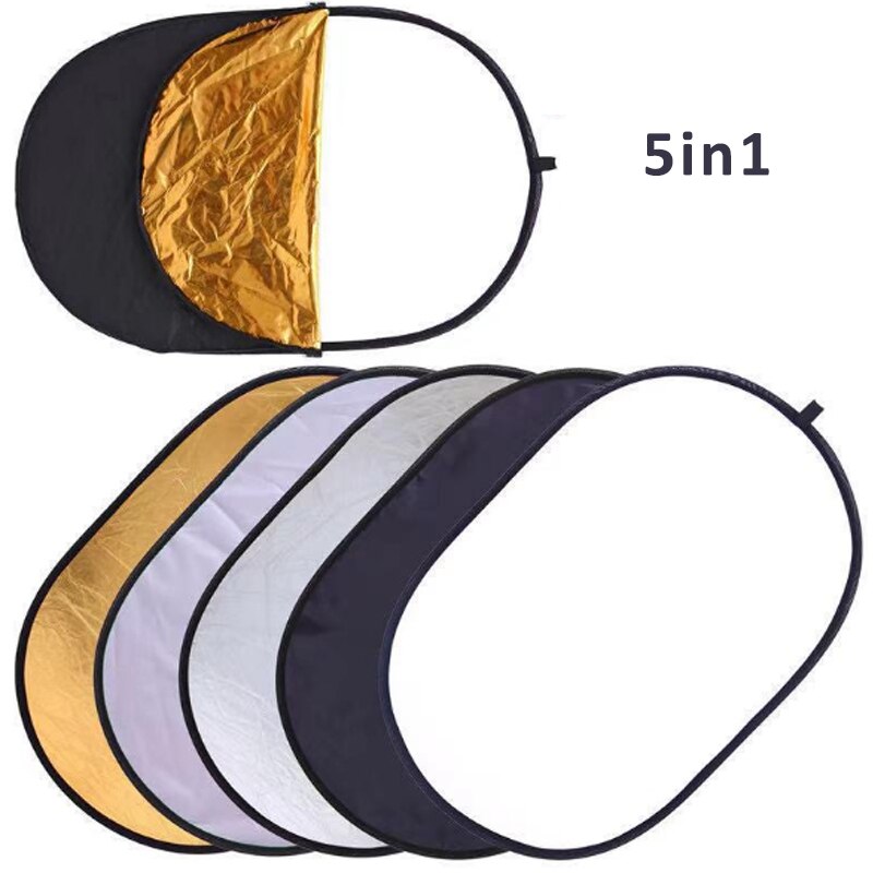 60x90cm 7in1 reflector photography background cloth Collapsible Light Oval Photography Reflector for Studio Photography props: 5in1