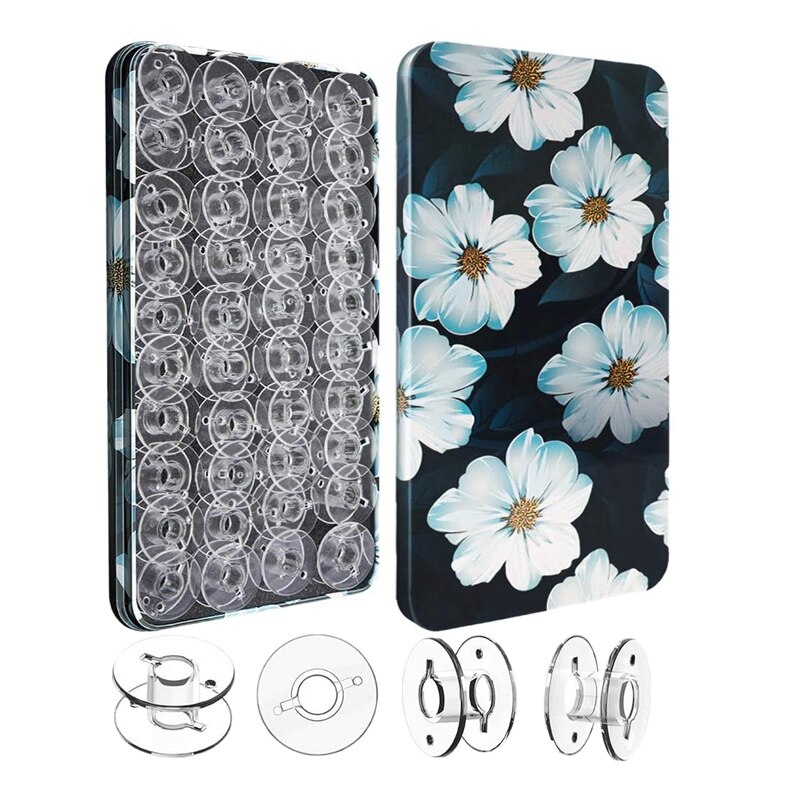 40Pcs Plastic Sewing Machine Bobbins for Brother Singer Janome Kenmore with Case. 2