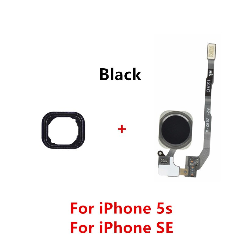 Return Back Home Button Assembly Flex Cable Sticker Menu Sensor Ribbon For iPhone 5s 6s 6 7 8 Plus SE Fingerprint No Touch ID: 5s or SE Black