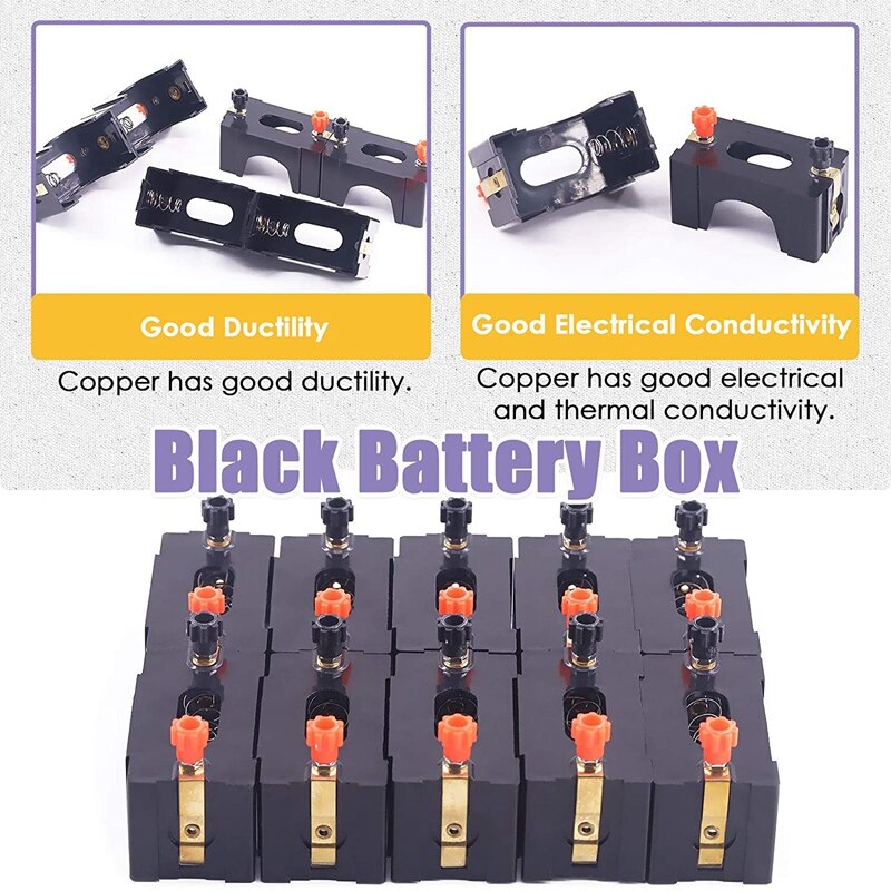 10Pcs Series or Parallel D Battery Holder Kit, Perfect for Physics Laboratory, School Electronic Experimenting, Great
