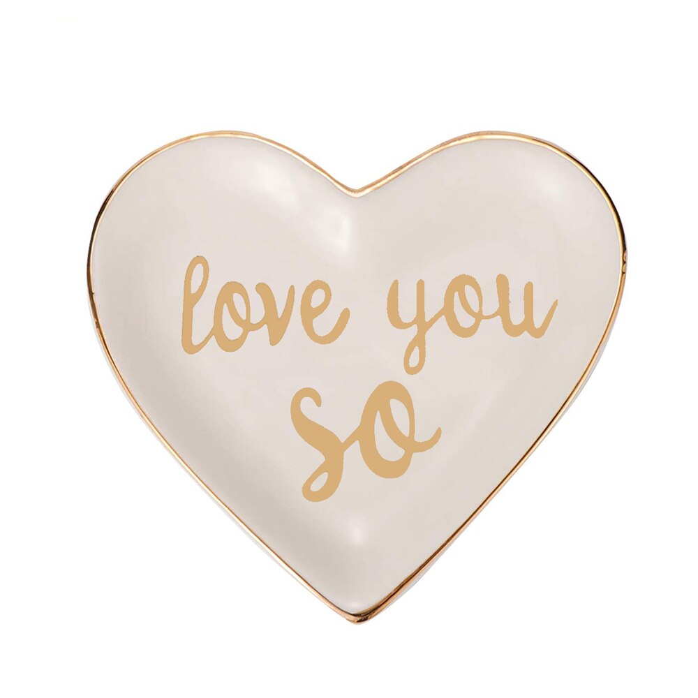 Ceramics love Storage Tray Love Jewelry Dish Gilded Letter Small Dish Necklace Storage Plate Tray Christmas: 2