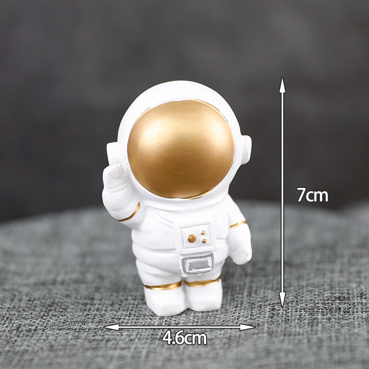 Universe Stars Rocket Astronaut Maan Gelukkige Verjaardag Brief Decoratie Cake Topper Dessert Voor Kinderen Dag Mooie: Waving astronaut A