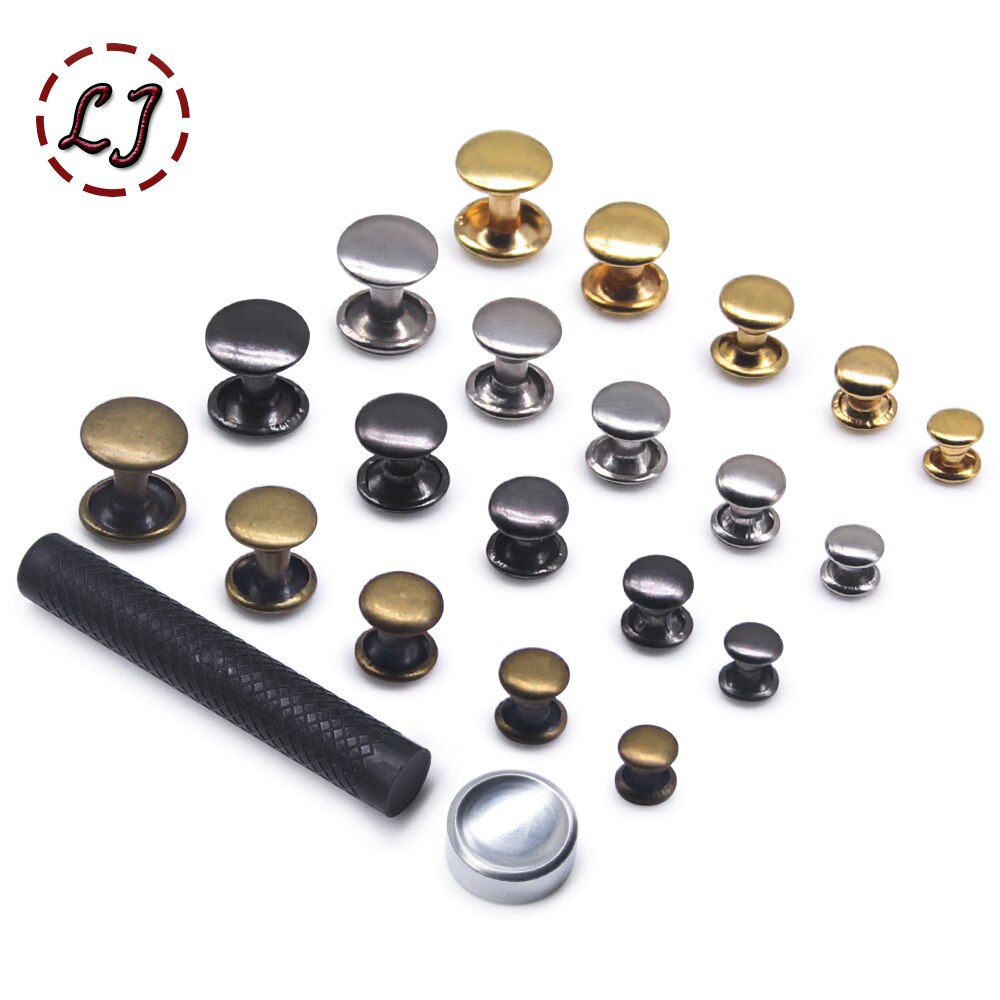 400 Sets Leather Rivets Double Cap Rivet Tubular 4 Colors Metal Studs with Fixing Tools for DIY Leather Craft/Clothes/Shoes/Bag