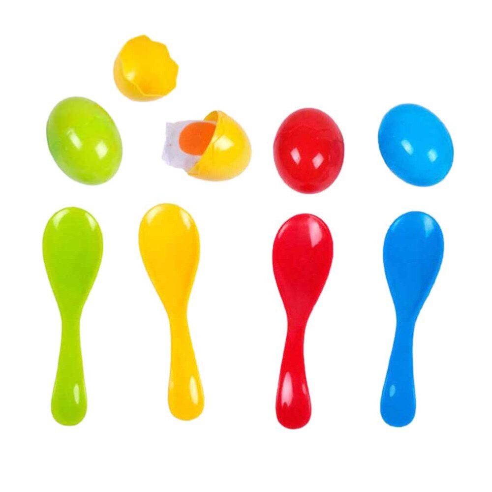 Juego de carrera de huevo y cuchara para niños, juego divertido para fiestas, salidas familiares, competición, equilibrio de huevo, juego para correr