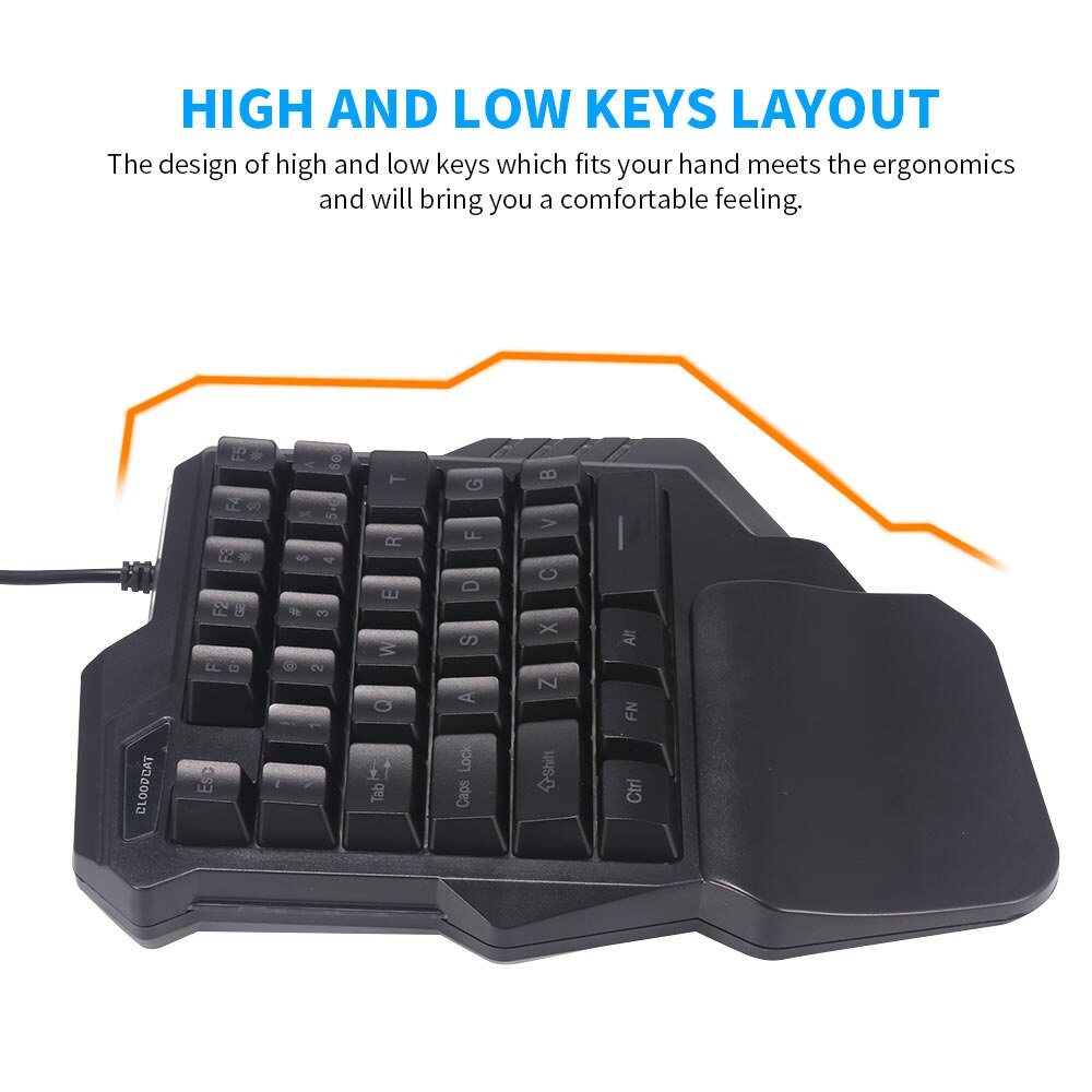 Single Keyboard Mouse Set Wired Gaming Keyboard Keypad USB Concave Key Cap 35 Keys Hand-held for Computer PC Laptop Game