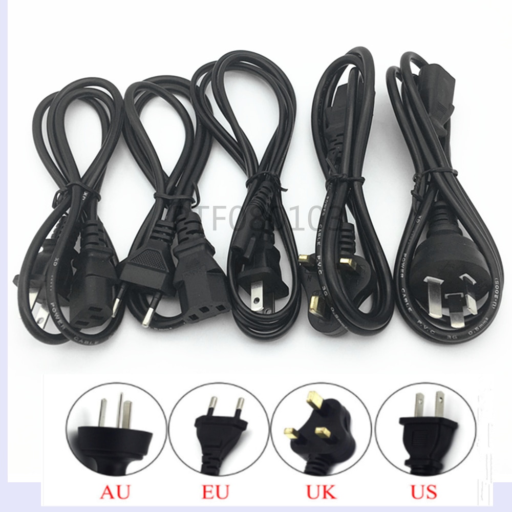 1pcs Universal 3 Prong Power Cord Cable 1.2M UK Plug / EU Plug / US Plug / AU Plug for Desktop Printers Monitors