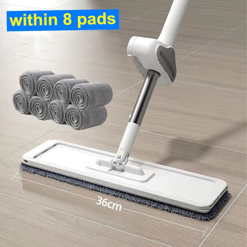 quetschen Mopp Mit Eimer Für Waschen Boden Selbst Reinigung Werkzeuge Flach Wischer Wringen Automatische Hause Helfen Faul Lappen Haus Blitz bietet: 36cm innerhalb 8 Pads