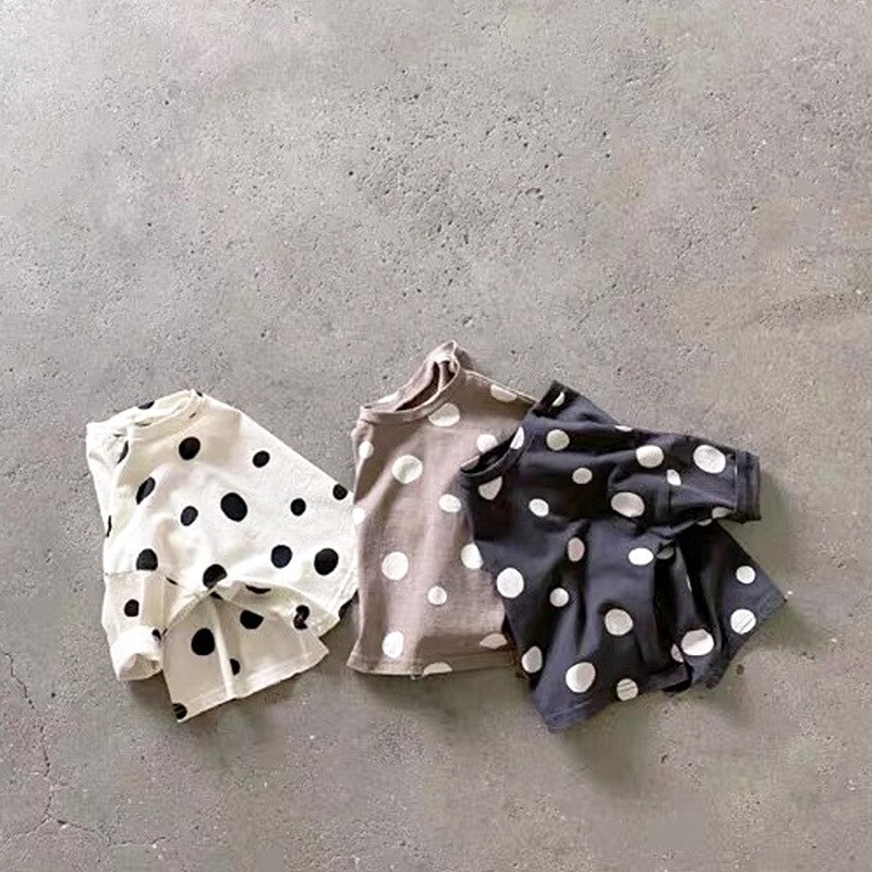2022 autunno Baby New Born Polka Dot T-shirt abbigliamento bambino ragazzi e ragazze semplici top in cotone Casual per bambini Tees 0-3 anni
