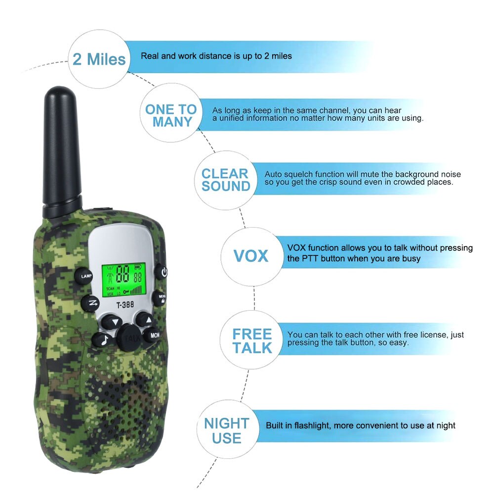 Walkie talkie crianças 2 pçs mini estação de rádio em dois sentidos natal presente de aniversário/uso da família/acampamento crianças walkie talkies