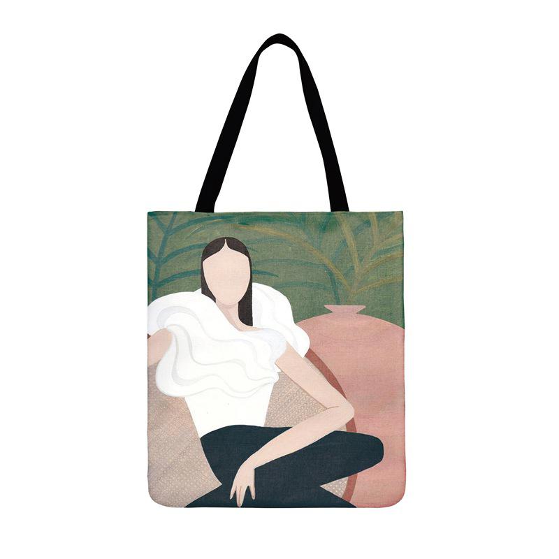 Sacchetto di modo Havana di Arte Della Ragazza del Sacchetto di Stampa Sacchetto di Acquisto Pieghevole Sacchetto di Spalla Delle Signore Per Le Donne Casual Tote Borsa Da Spiaggia All'aperto borse: 2 / 35x40cm