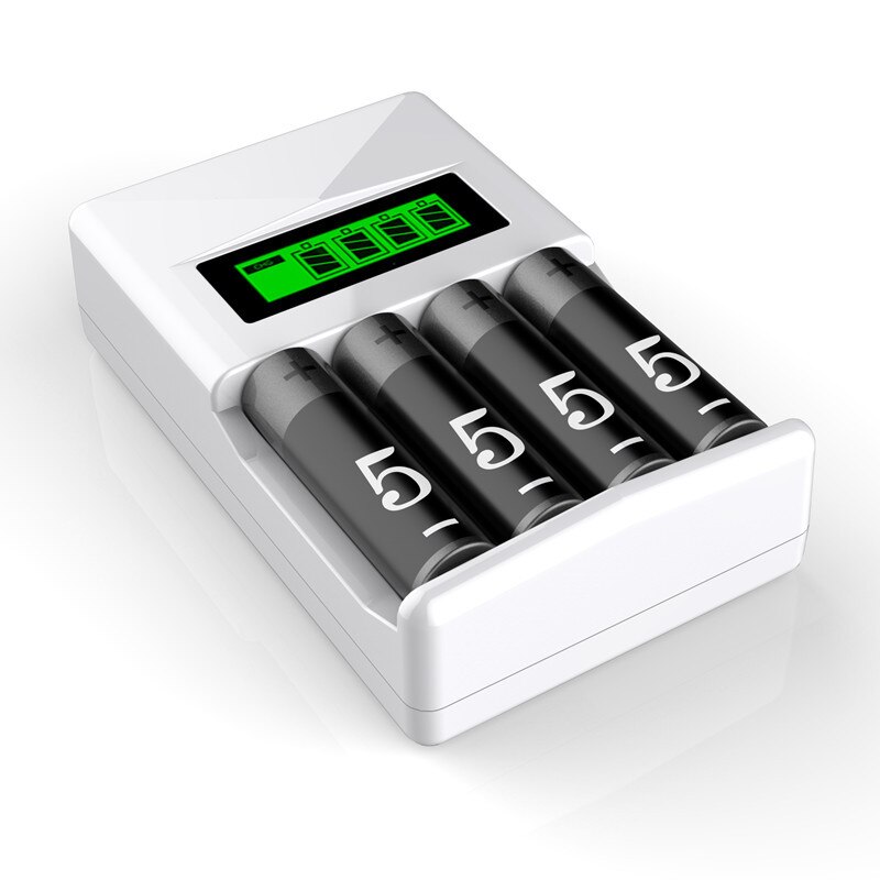 4 Slots LCD Display Smart Intelligent Battery Charger For AA / AAA NICD NIMH Rechargeable Batteries EU Plug