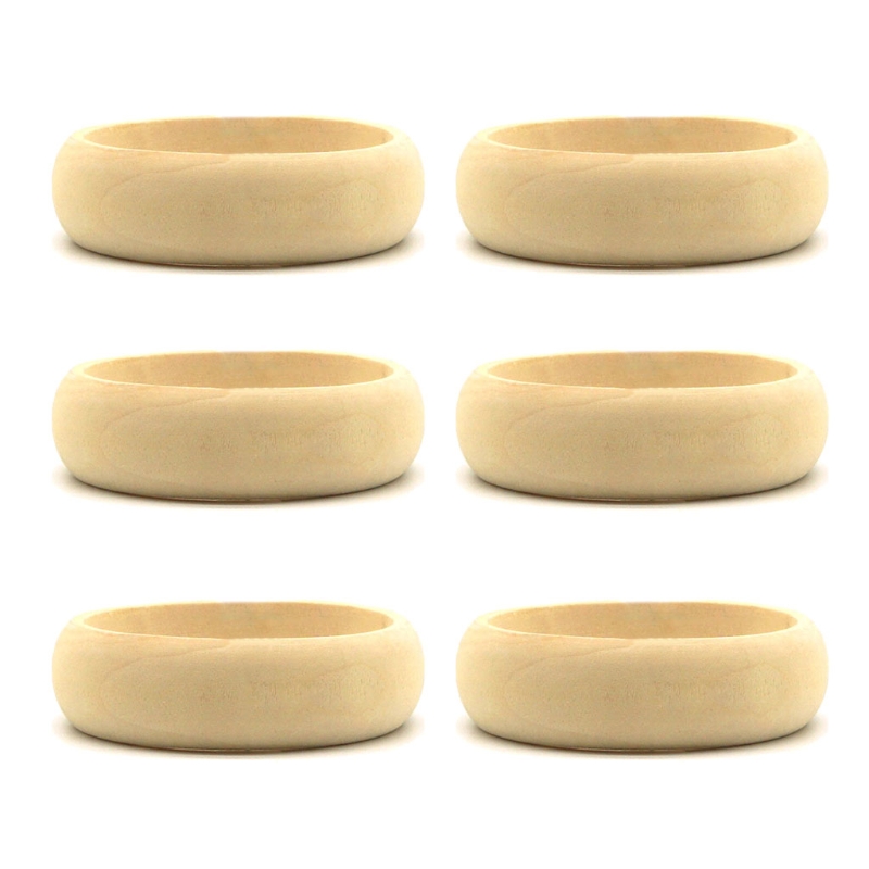 Pulsera de madera en blanco sin terminar, anillo de madera Natural redondo, Círculo de madera para fabricación de joyas manualidades DIY, 6 uds.: 22mm