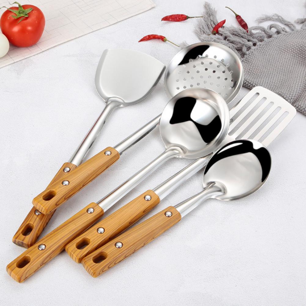 Good Wok Spatula Rounded Edge Corrosion Resistant Lightweight Soup Scoop Wok Spatula Kitchen Tools