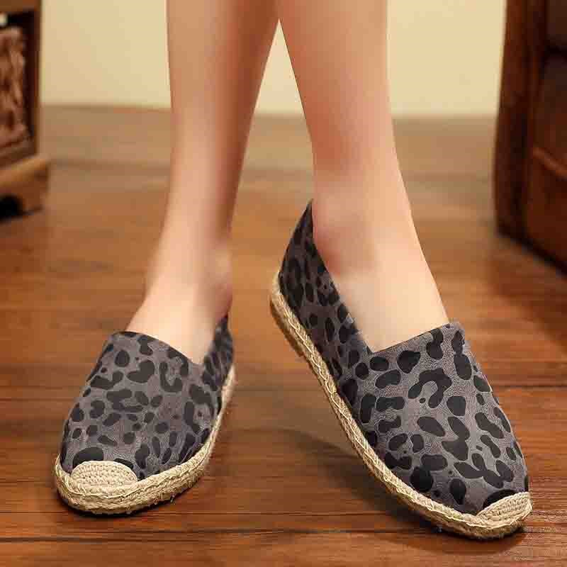 Spring Women Shoes Fisherman Shoes Canvas Slip-on Casual Loafer Flats Leopard Comfortable Casual Mules Espadrille Woman