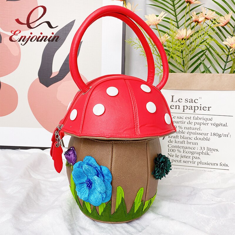 Creatieve Paddestoel Vorm Handtassen Voor Vrouwen Mode Portemonnees Cartoon Schoudertas Vrouwelijke Crossbody Tassen Emmer Zak: Default Title