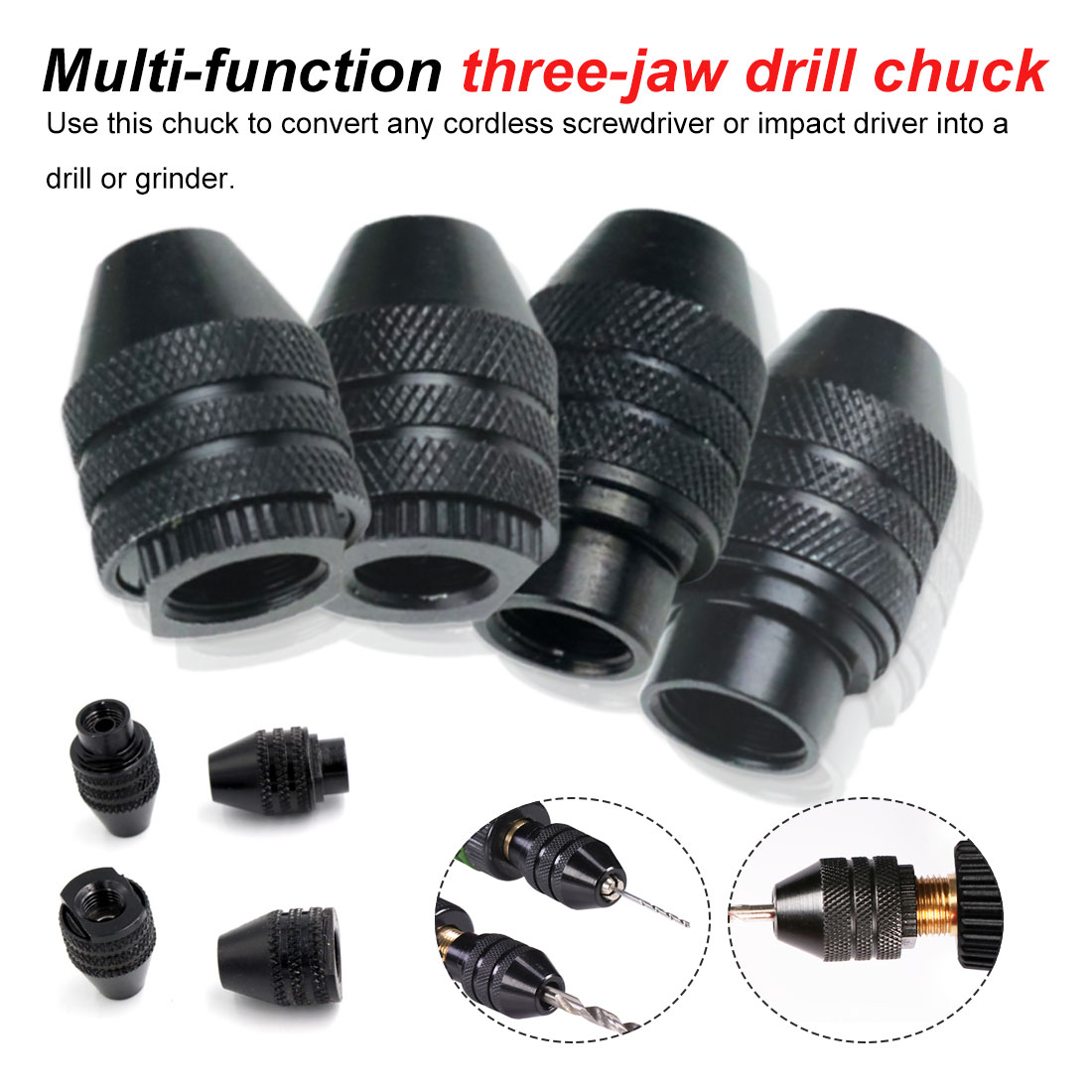 0.5-3.2mm Multi Drill Chuck Keyless For Dremel Rotary Tools Keyless Drill Bit Chucks Adapter Converter Universal Mini Chuck