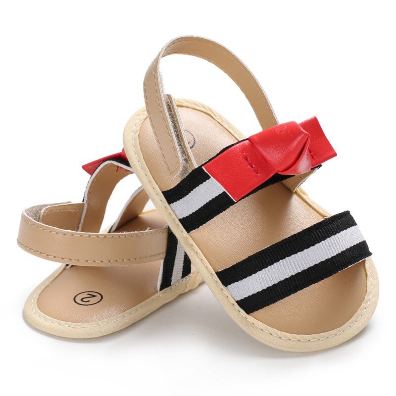 Scarpe carino Principessa Infante Appena Nato Del Bambino Delle Ragazze di Bowknot Del Bambino di Estate Sandali Anti-slip A Righe Scarpe