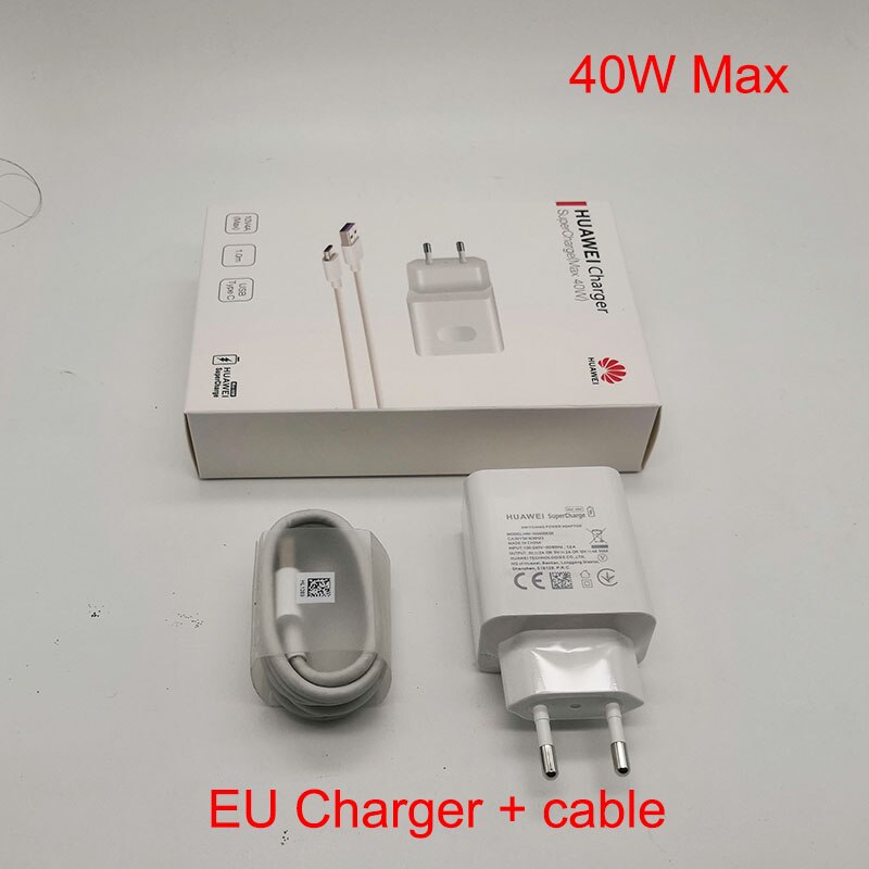 Originele Huawei Supercharge Lader 40 W Voor Huawei P30 Mate 30 20 Rs Nova 7 6 5 Pro Honor 30 10V 4A Super Opladen: Charger and Cable EU
