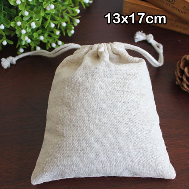 Natural Linen Bags 8x10cm 9x12cm 10x15cm pack 50 Makeup Jewelry Jute Packaging Pouches