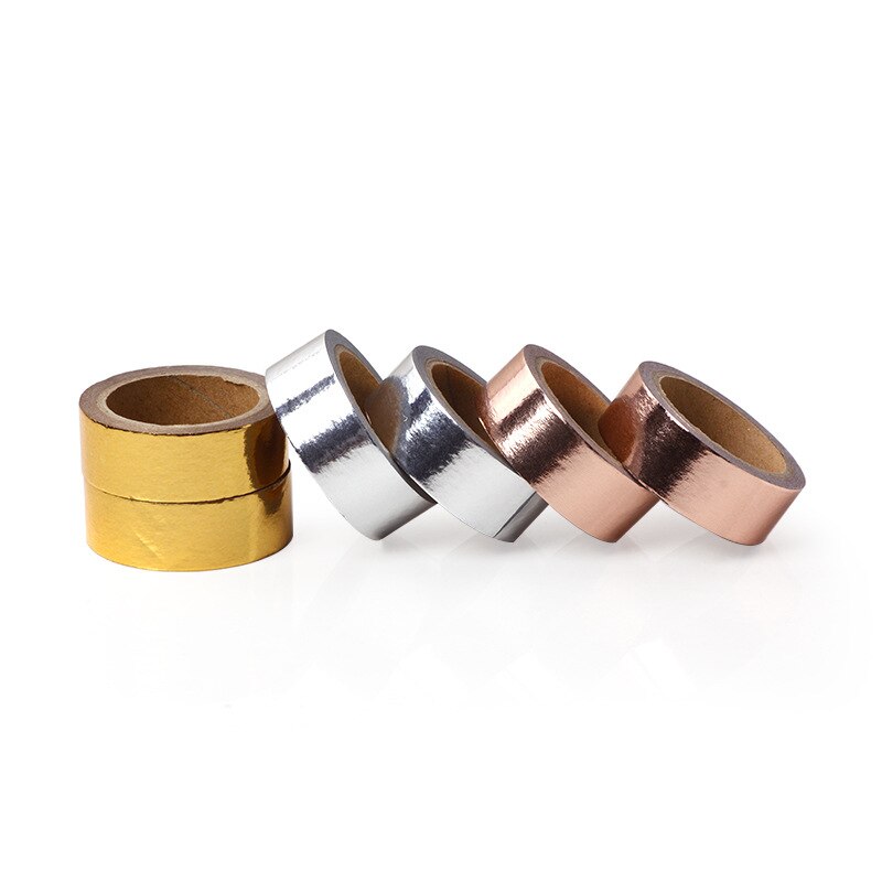 15mm x 5m rosa Ggold abbronzante argento caldo e nastro di carta album di ritagli fai-da-te nastro di cancelleria diario di natale nastro decorativo