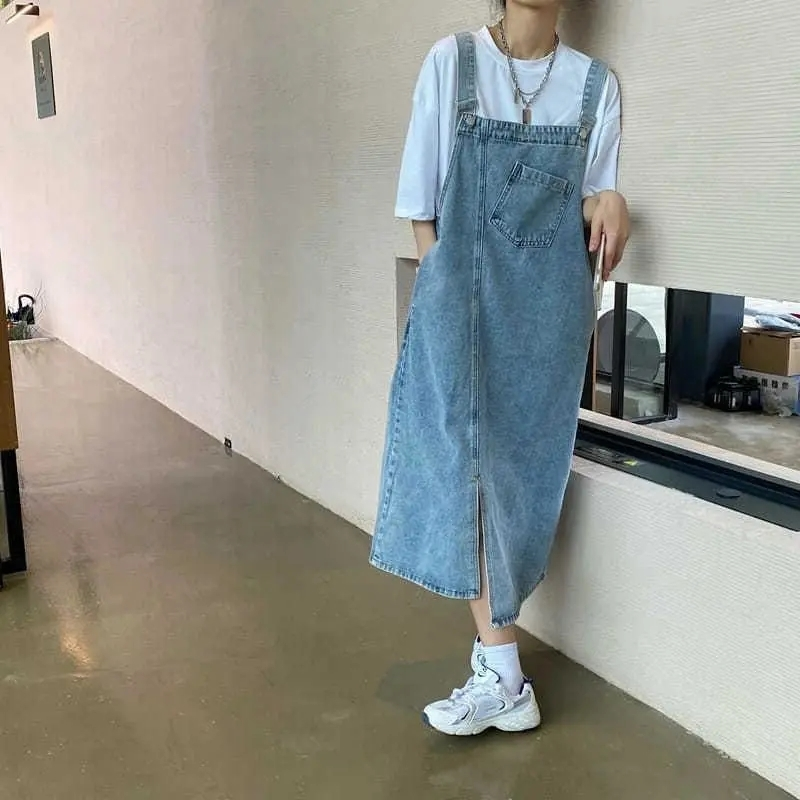 Frühling Sommer Denim Insgesamt Kleid Frauen Ärmellose Jeans Kleider Weibliche Feste Unterhose Beiläufige verlieren Spaghetti Gurt Kleider