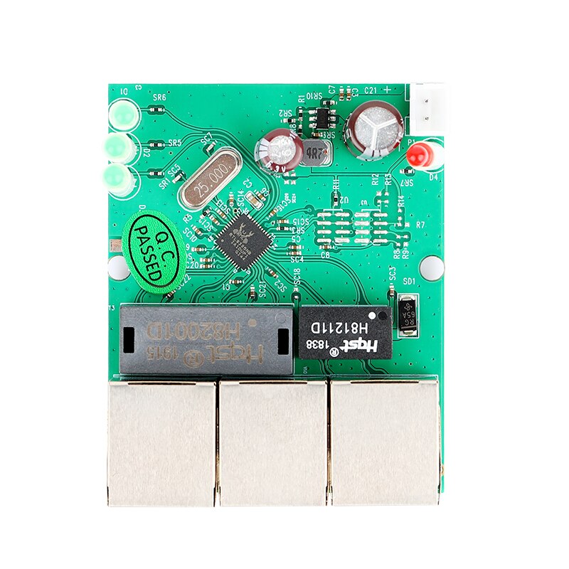 Data Transmission Conversion Distance Extended Ethernet 3-port Switch Module Splitter for Equipment Wiring Box