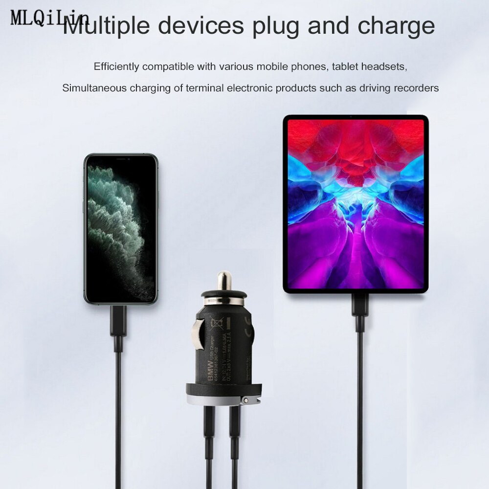 Auto Originele Usb-oplader Voor Bmw Universele Voor F10 F15 F16 F25 F26 F30 E90 F01 G30 G50 Usb Quick dual Sigarettenaansteker Adapter