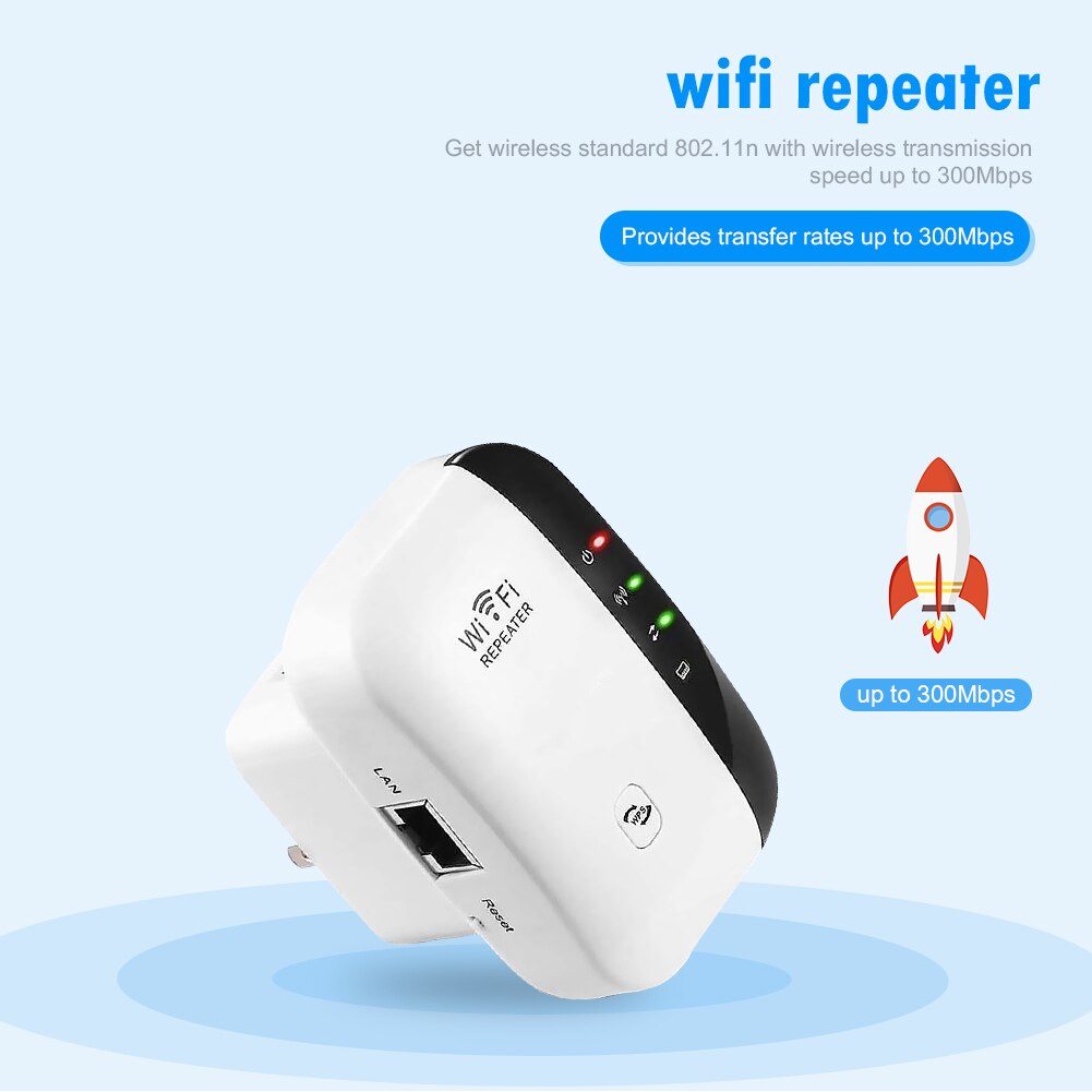 US Plug Wireless Wifi Repeater 300Mbps WiFi Booster 2.4G Wifi Signal Amplifier Long Range Wifi Extender WPS Access Point