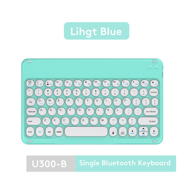 10inch Bluetooth Keyboard Mouse Russian French Arabic Spanish Teclado Keyboard for Android Samsung Windows iOS Phone Keyboard: 10inch Blue