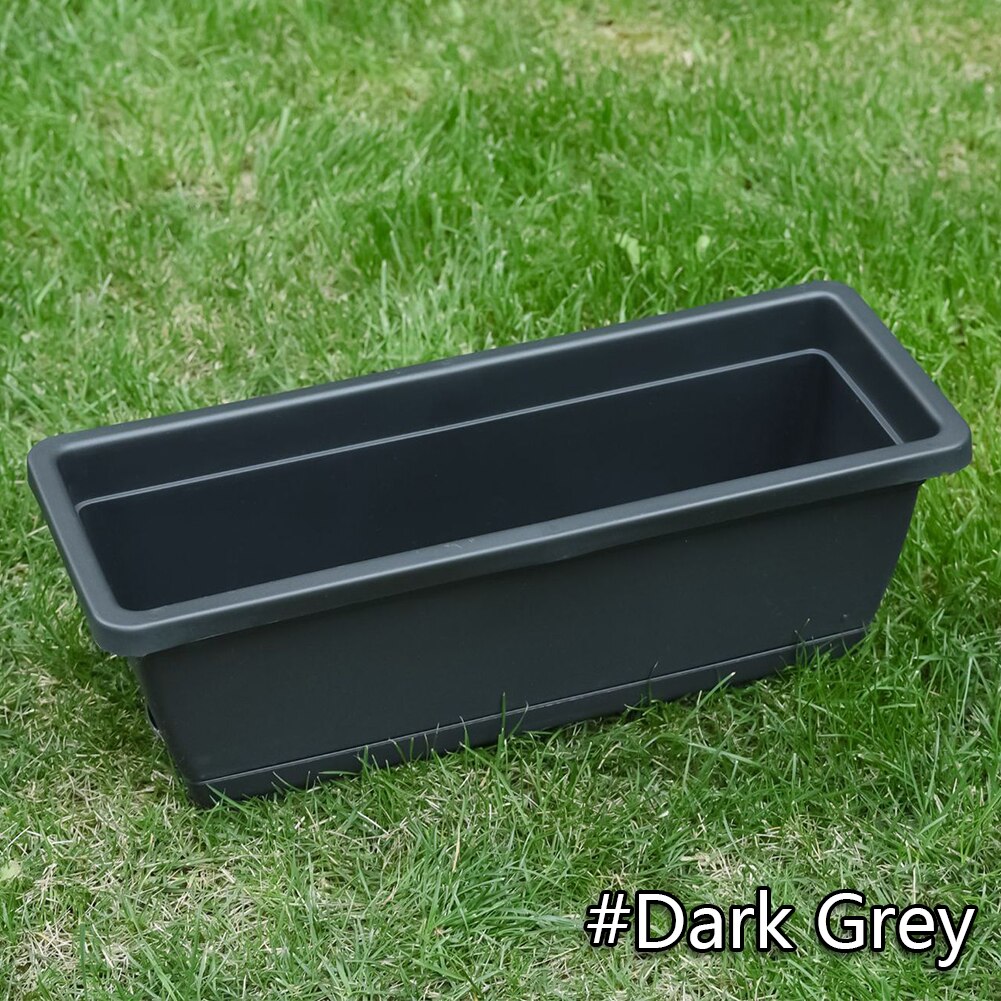 Rectangular Flower Pots with Tray Extra Large Planting Trough Family Balcony Planting Vegetables Planting Groove Plant Pot: Dark Grey / S