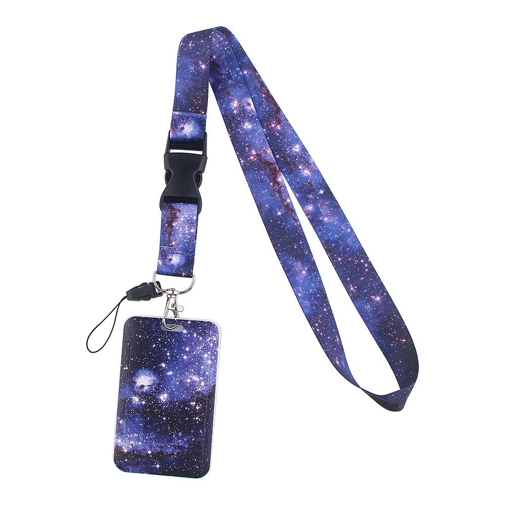 CB895 Starry Sky Rainbow Lanyard Detachable Multifunction Strap ID Card Key Ring Holder DIY Cell Phone Lanyard Strap