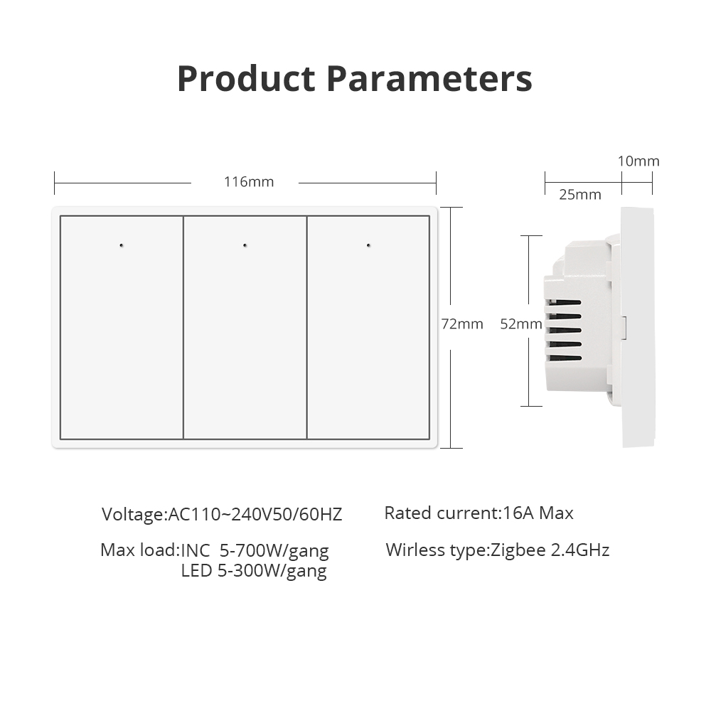 Zemismart Zigbee Push interrupteurs d'éclairage mural fonctionne avec Tuya Alexa Google Home Smartthings via hub 1 2 3 4 Gang interrupteur neutre