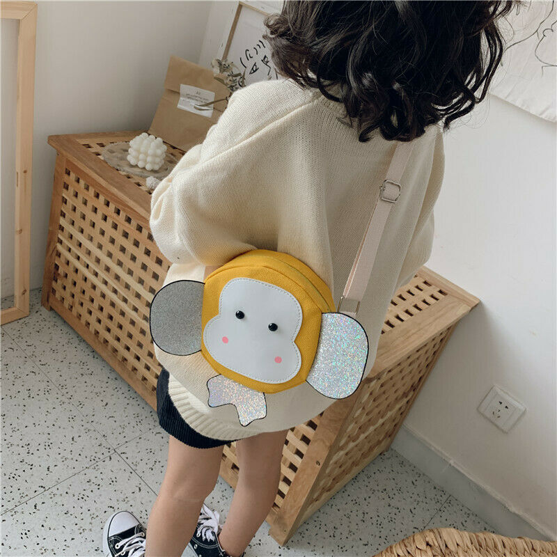 Girls Cute Animal Monkey Shoulder Bag Child Round Messenger Crossbody Handbag Baby Kids Cartoon Mini Coin Purse