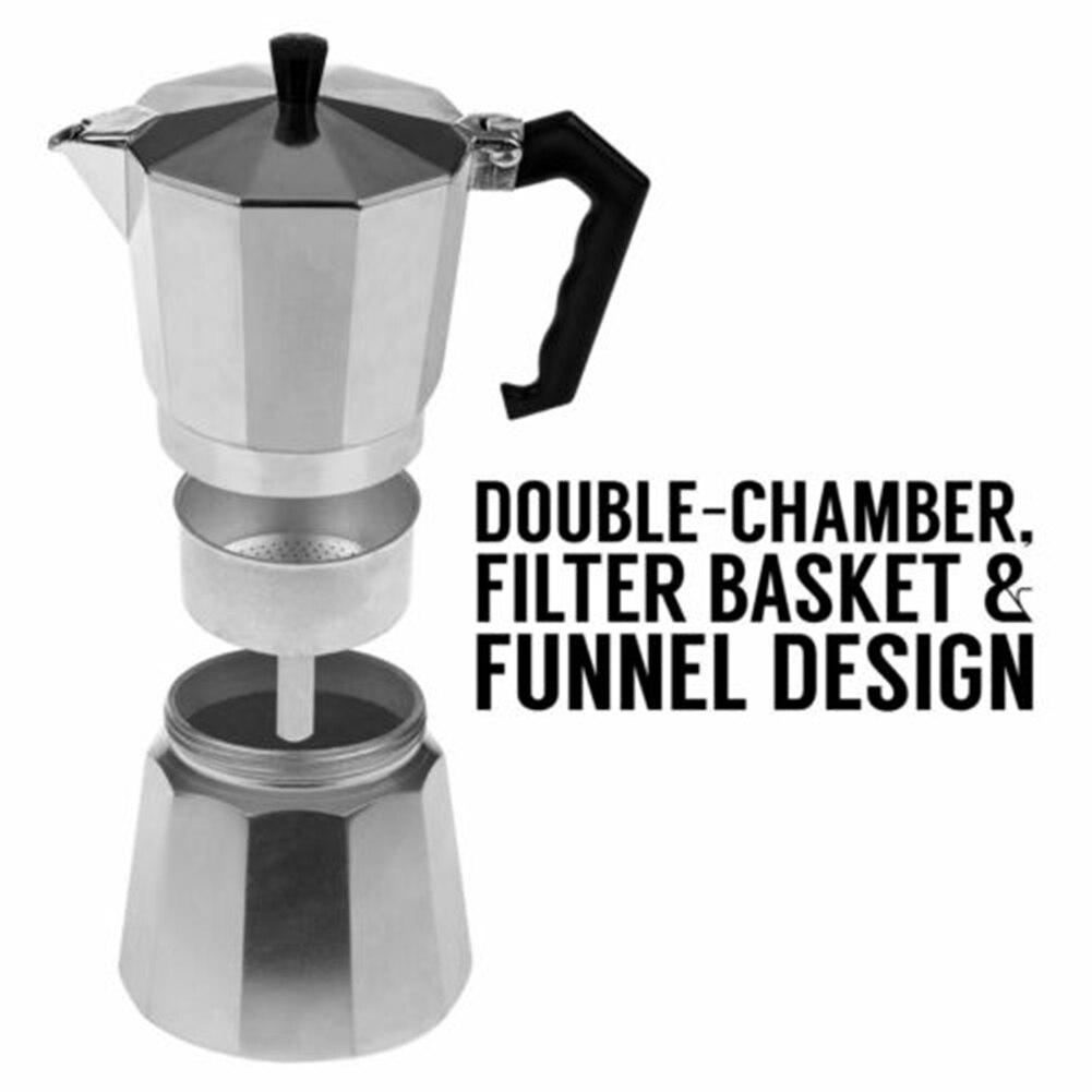 Italian Espresso Maker Coffee Moka Pot Stove Top Octagonal Aluminum Coffee Pot HUG-Deals