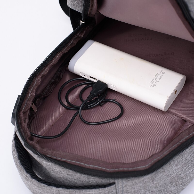 Mochila de carga USB para hombre, bolsa para ordenador portátil decorada con letras, escolar, de viaje, gran capacidad,