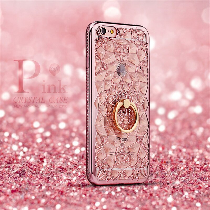 Voor Galaxy A50 Luxe 3D Zachte Ring Capa Voor Samsung Galaxy M10 A10 A20 A30 A50 A70 Ring Silicon Glitter rhinestone Stand Cover