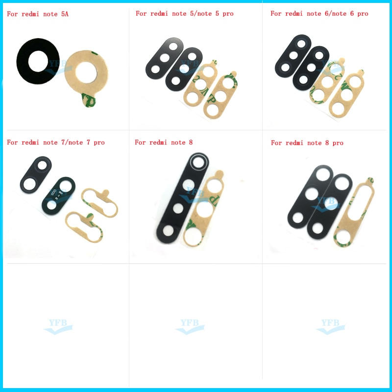 Rear Back Camera Lens Glass Cover Replacement For Xiaomi Redmi note 5 5A 6 7 8 note 5 6 7 8 pro With Adhesive Replacement Parts