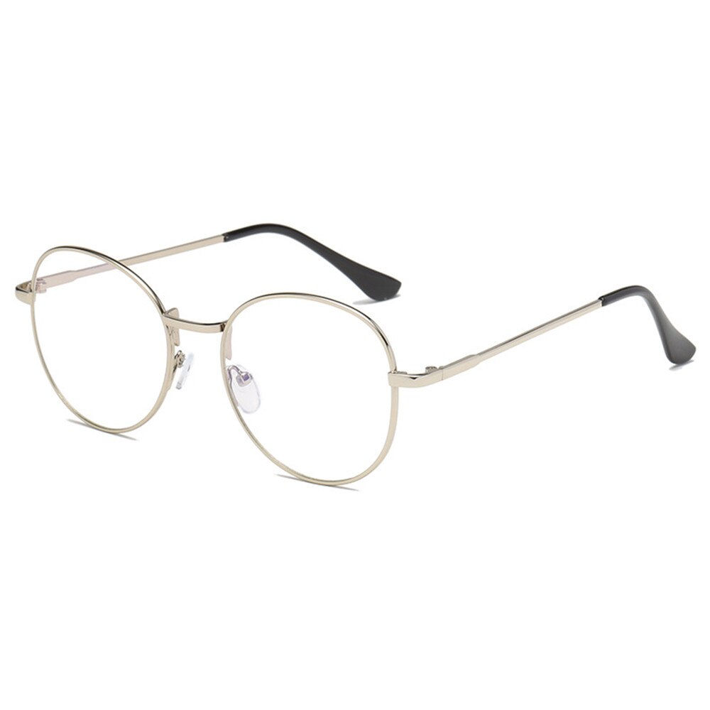 Klassiske vintage runde briller metal stråling briller anti blå lys briller super klare linse kvinder/mænd: Sølv