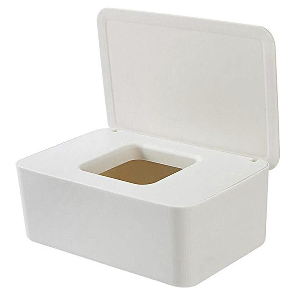 Dustproof Wet Wipes Storage Box With Lid Home Desktop Tissue Storage Box Portable Wet Wipes Dispenser: White